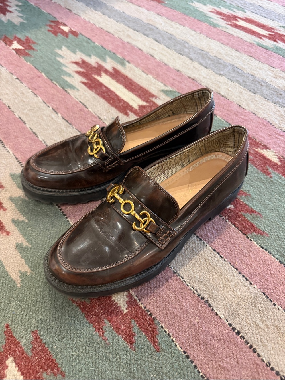 Sam Edelman circus brown patent leather loafers